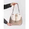 Béžová dámská kabelka s kožešinovou částí beránkového typu (Velikost one size)