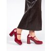Červené lakované dámské polobotky na sloupku s přezkou (Velikost 37.5)
