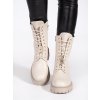 Světle béžové dámské boty workery s ozdobou (Velikost 36)