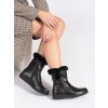 Zateplené kožené černé dámské kotníkové boty s kožešinou Sergio Leone (Velikost 37.5)