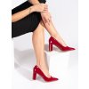 Elegantní lakované červené lodičky na sloupku (Velikost 36)