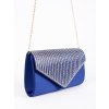 Malá modrá listová kabelka zdobená krystalky (Velikost one size)