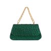 Zelená malá flitrová kabelka se zlatým uchem (Velikost one size)