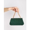 Zelená malá flitrová kabelka se zlatým uchem (Velikost one size)