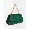 Zelená malá flitrová kabelka se zlatým uchem (Velikost one size)
