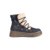 Tmavě modré zateplené traperky na šněrování s kožešinkou beránkového typu (Velikost 36)