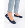 Tmavě modré textilní dámské baleríny (Velikost 36)