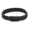 REBEL&ROSE Černý kožený náramek Braided Black Black RR-M0026-B délka 23 cm