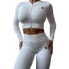 RIBBED SMOOTH WHITE  crop top ZIPS