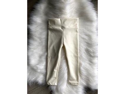 Kožené legíny ecru s vysokým pásom