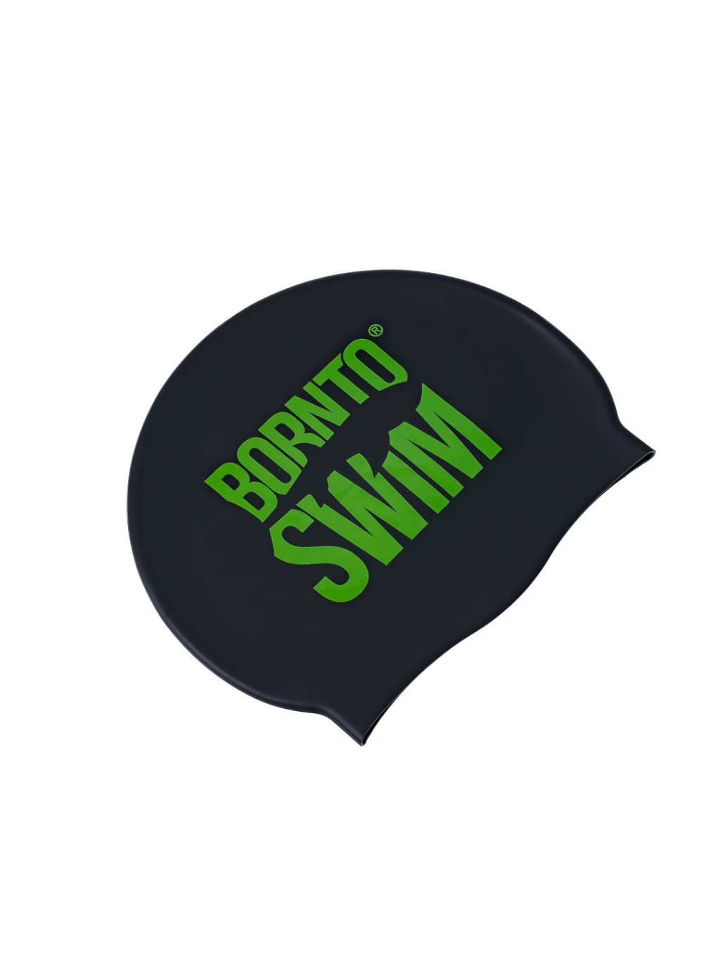 Silicone cap black BornToSwim® Classic large color logo Green