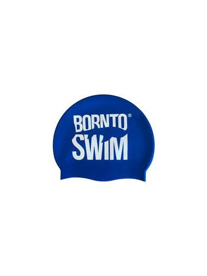 Seamless silicone cap ROYAL BLUE BornToSwim® WHITE logo