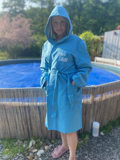 BornToSwim® Bademantel aus Mikrofaser - Hellblau