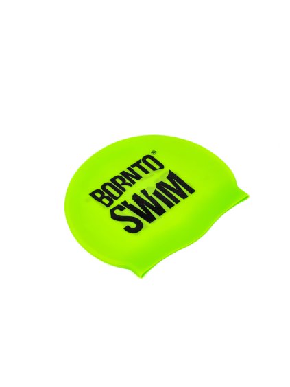 Schwimmende Silikonkappe REFLEX GREEN BornToSwim® BLACK logo