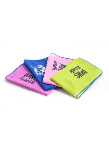 Microfibre osuška s BornToSwim® logem - Fialová, Modrá, Zelená a Růžová