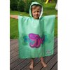 Poncho hooded towel for children-Green / Blue