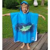 Poncho hooded towel for children-Green / Blue