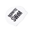 Schwimmer-Silikonkappe WHITE BornToSwim® Classic BLACK Logo