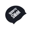 Plavecká silikonová čepice ČERNÁ BornToSwim® Classic BÍLÉ logo