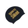 Nahtlose Silikonkappe BornToSwim® SCHWARZ mit GOLDENES Logo