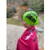 Silicone cap REFLECTIVE GREEN BornToSwim® BLACK logo