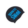 Plavecká silikonová čepice ČERNÁ BornToSwim® Classic MODRÉ logo