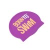 Plavecká silikonová čepice FIALOVÁ BornToSwim® s KRÉMOVO-BÍLÝM logem