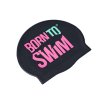 Silicone cap BLACK BornToSwim® with PINK and MINT logo