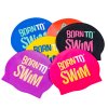 Silicone cap PINK BornToSwim® with YELLOW and WHITE logo