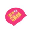 Silicone cap PINK BornToSwim® with YELLOW and WHITE logo