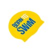 Plavecká silikonová čepice ŽLUTÁ BornToSwim® s MODRO-BÍLÝM logem