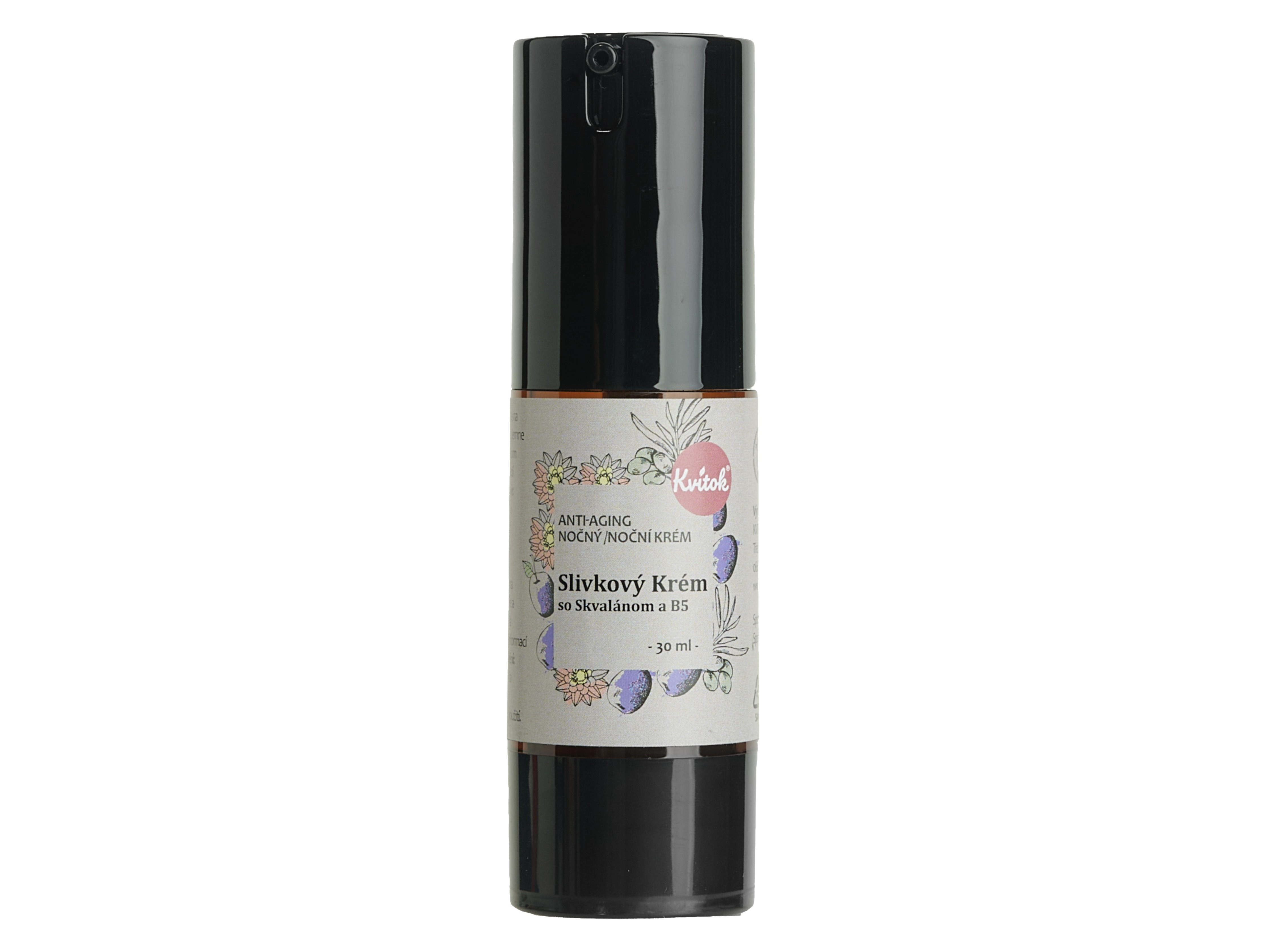 Kvitok noční švestkový krém se squalanem a B5 pro zralou pleť (50+) 30 ml