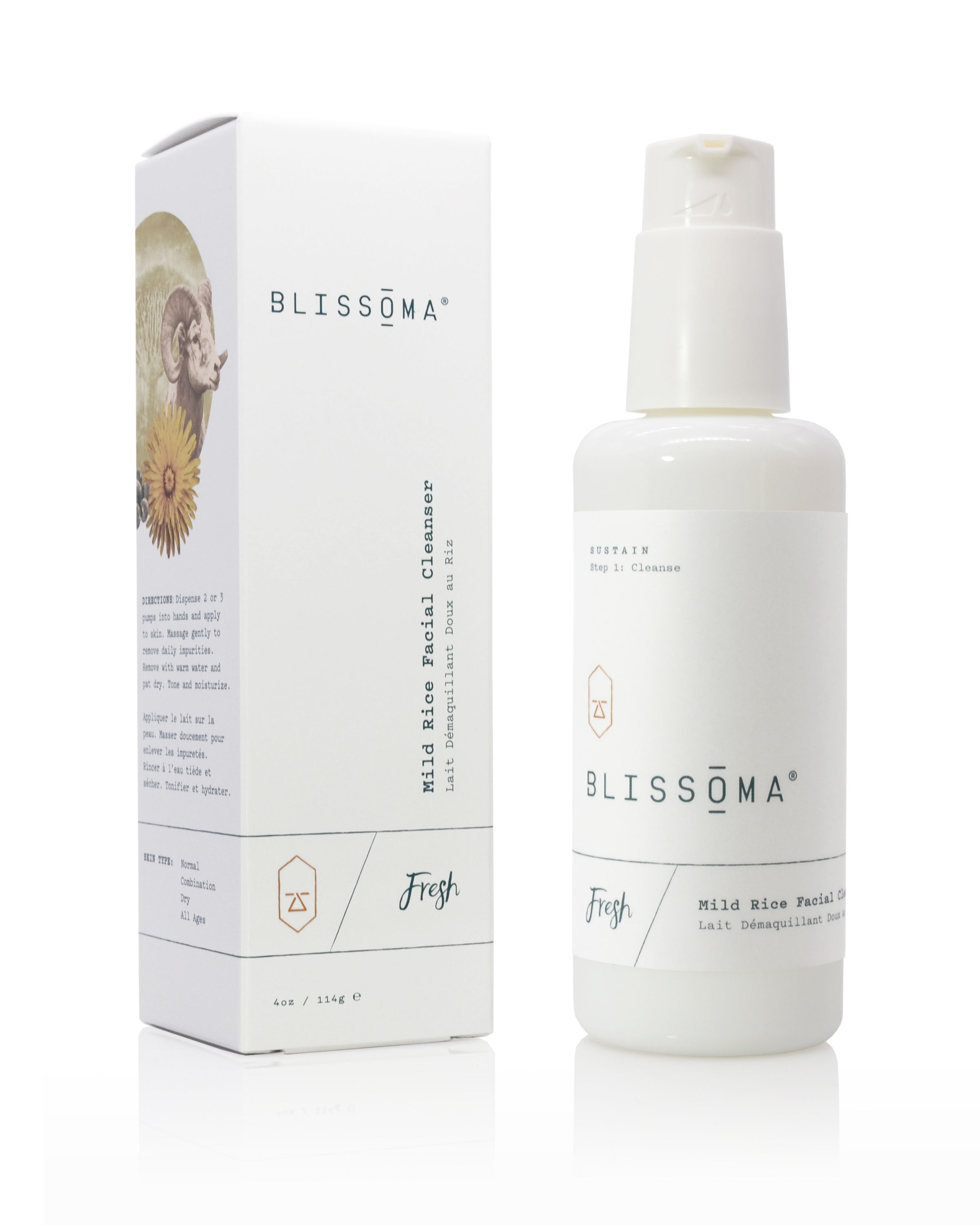 Blissoma jemný obličejový čistič s rýží FRESH 120 ml