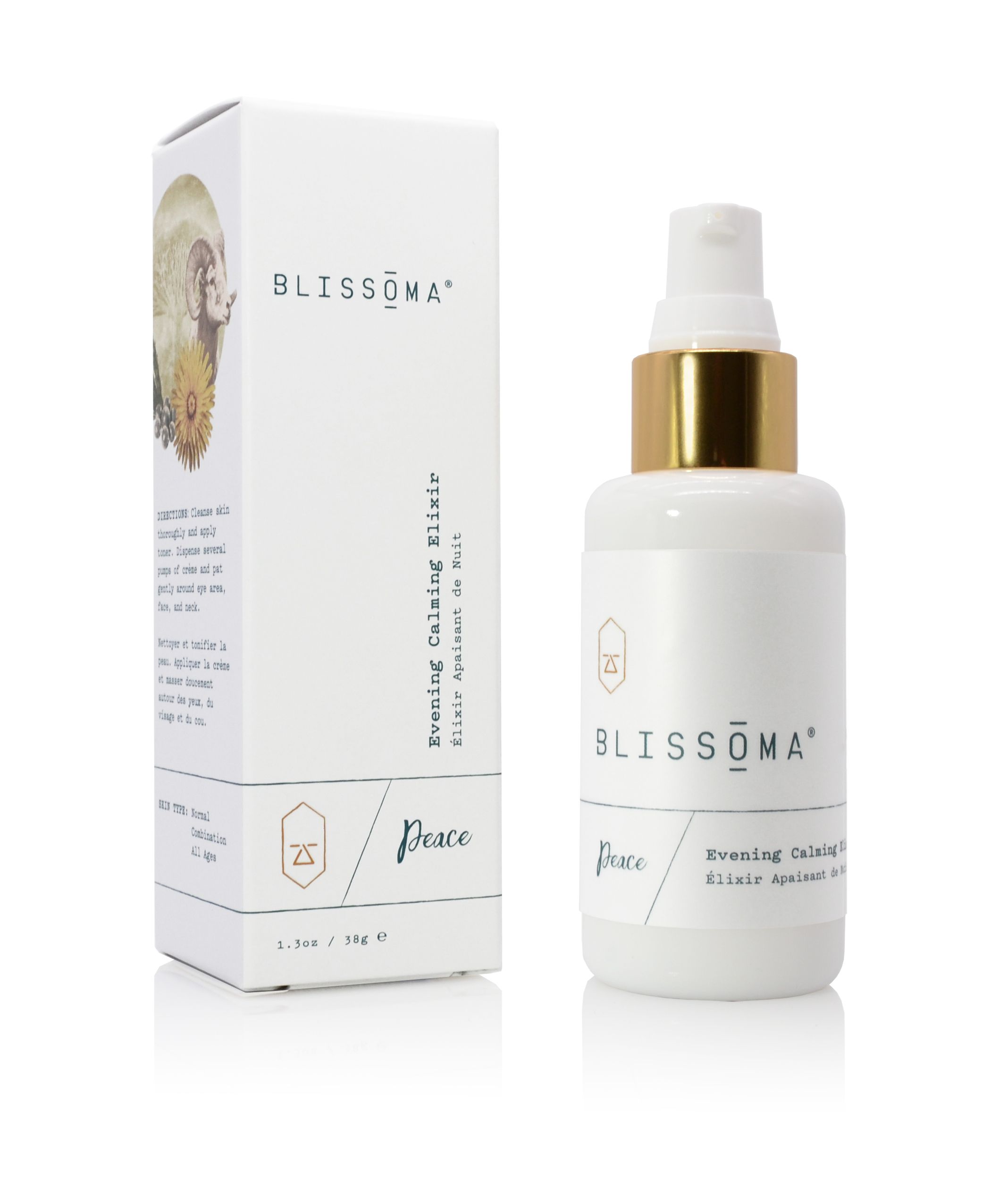 Blissoma večerní zklidňující pleťový elixír PEACE 38 ml