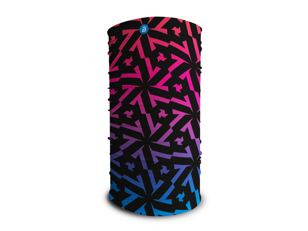 Multifunkční šátek, tubus - černý, růžový - vločky