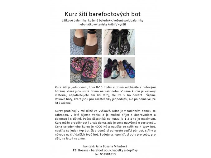 Kurz šití látkových bot