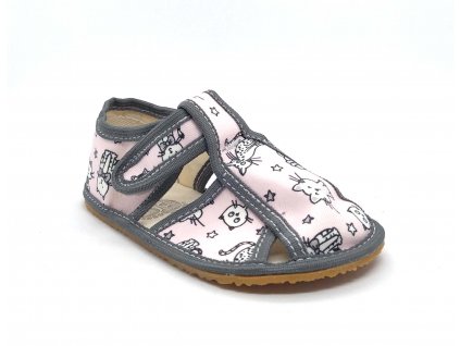 Baby Bare Shoes - Slippers Pink Cat