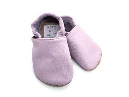 Kožené capáčky baBice barefoot - lila