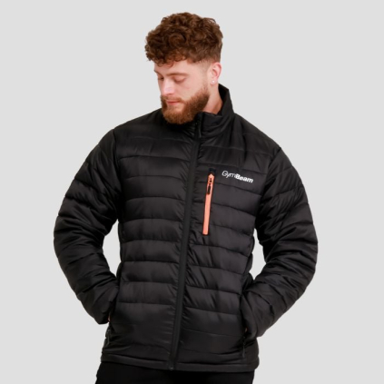 Pánska bunda Puffer Black/Orange - GymBeam