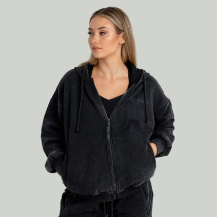 Dámska mikina Zip Washed Black - STRIX