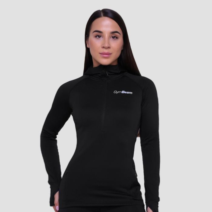 Dámska bežecká mikina 1/2 Zip Pulse Black - GymBeam