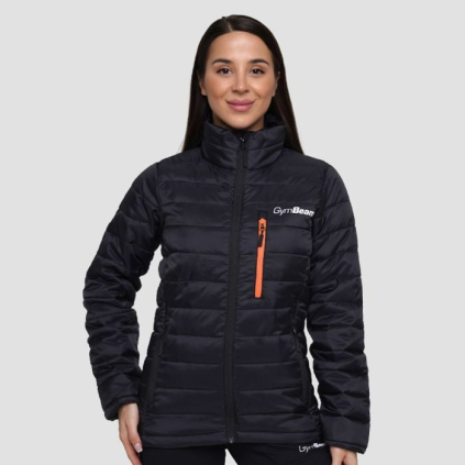 Dámska bunda Puffer Black/Orange - GymBeam