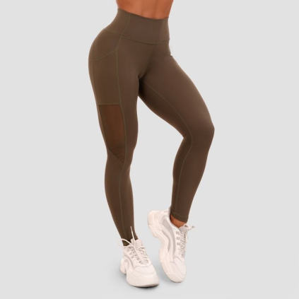Dámske legíny Mesh Panel olive - GymBeam
