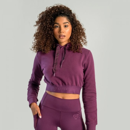 Dámska mikina Essential Cropped Hoodie Plum - STRIX