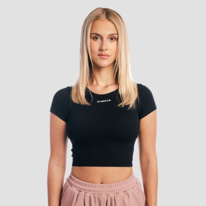 Dámske tričko Cropped Aura Black - GymBeam
