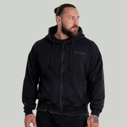 Mikina Zip Washed Black - STRIX