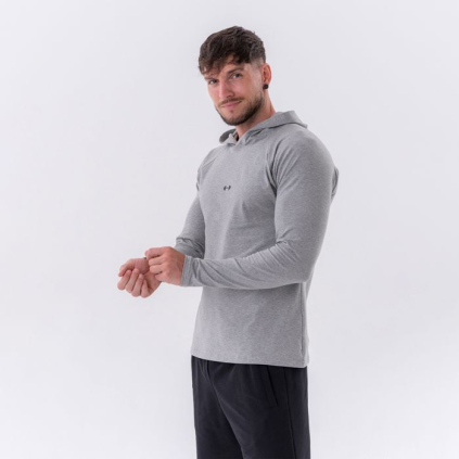 Pánske Tričko Long-Sleeve Hoodie Light Grey - NEBBIA