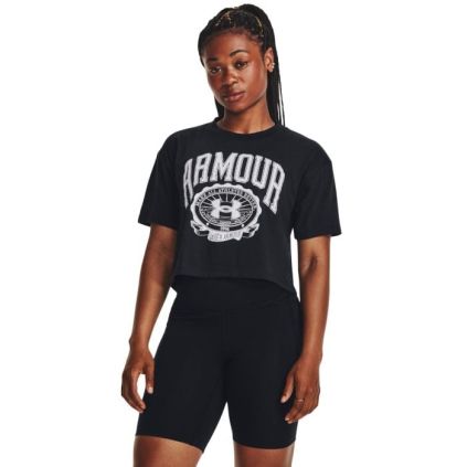 Tričko Collegiate Crest Crop SS Sivé - Under Armour