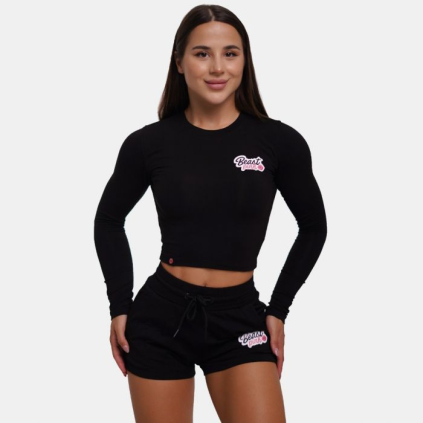 Tričko Long Sleeve Croptop Black - BeastPink