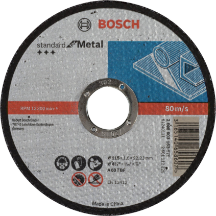 2608603163 Bosch Rezací kotúč Standard for Metal rovný, hr. 1,6 mm, pr. 115 mm 3165140658607 - 